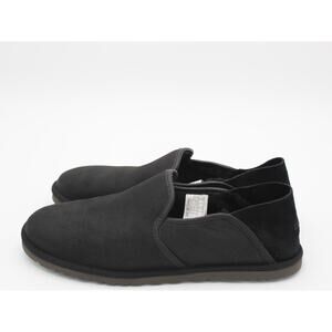 UGG Slipper Loafer Mens 11 Black Cooke Slip On Leather Shearling Comfort Shoe